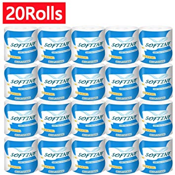 Professional Premium 3-Ply Toilet Paper, Highly Absorbent Hand Towels White Tissue for The Washroom, Home Kitchen or Restaurant (20 Rolls)