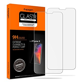 Spigen iPhone X Screen Protector [ Sensor Protection ] Tempered Glass 2 Pack for Apple iPhone X (2017)