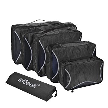 Packing Cubes Travel Organizers 6 Set with Laundry/Shoe Bag, ieGeek Travel Storage Bags Luggage Packing Organizers Compression Packing Pouches Durable Carry-on Suitcase Luggage Backpack Storage Set