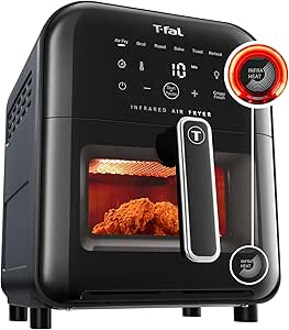 T-fal Infrared Air fryer, Premium Infra-heat Technology, 7 in 1, Extra Crispy, Fast Heat-up, 6.3 Quart, 1550W, Digital Touch screen, Black