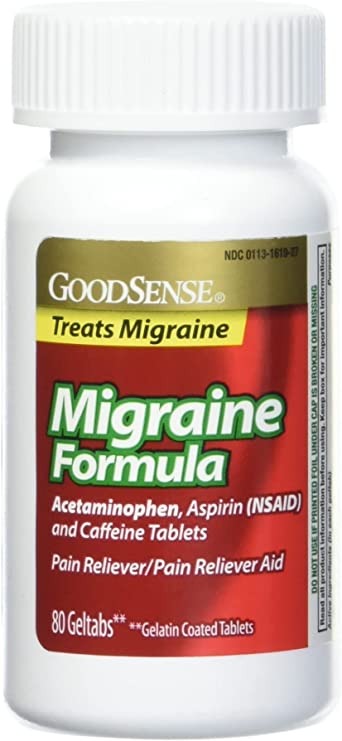 Good Sense Migraine Relief Geltabs, Acetaminophen, Aspirin (NSAID) and Caffeine, 80 Count