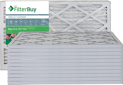 FilterBuy 16x25x1 MERV 13 Pleated AC Furnace Air Filter, (Pack of 12 Filters), 16x25x1 – Platinum