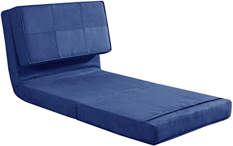 Your Zone - Flip Chair Convertible Sleeper Dorm Bed Couch Lounger Sofa Multi Color New, Blue
