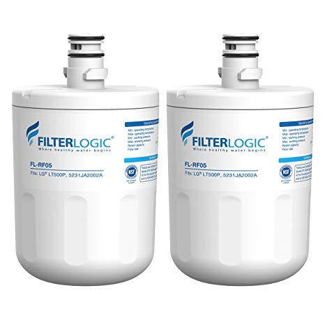 FilterLogic LT500P Replacement Refrigerator Water Filter, Compatible with LG LT500P, 5231JA2002A, GEN11042FR-08, LFX25974ST, ADQ72910901, ADQ72910907, Kenmore 9890, 46-9890, 469890, 2 Pack