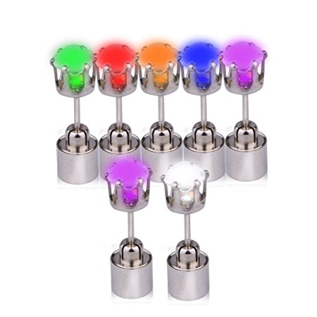 Esonstyle 10 Pair LED Earrings Glowing Light up Ear Drop Pendant Stud Stainless Multi-color