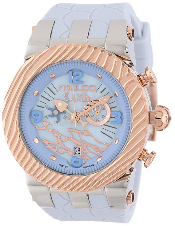 MULCO Women's Chronograph Multifunctional Analog Watch - Stainless Steel Water Resistant - 100% Silicone Band