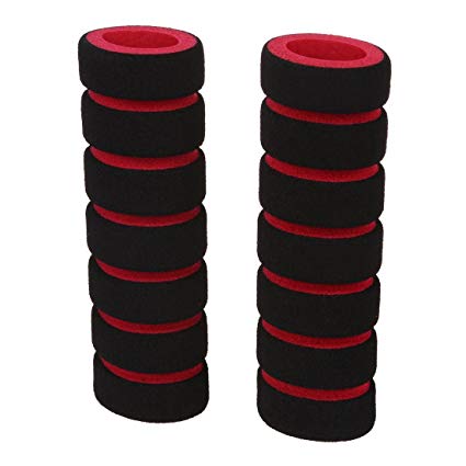 TOOGOO(R) 2 Pcs Bike Bicycle Anti Slip Sponge Handlebar Grip-Black/Red  Free Cable Tie