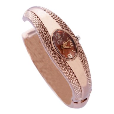 Elegant Golden Oval Quartz Watch OL Lady Cuff Bangle Bracelet (A)