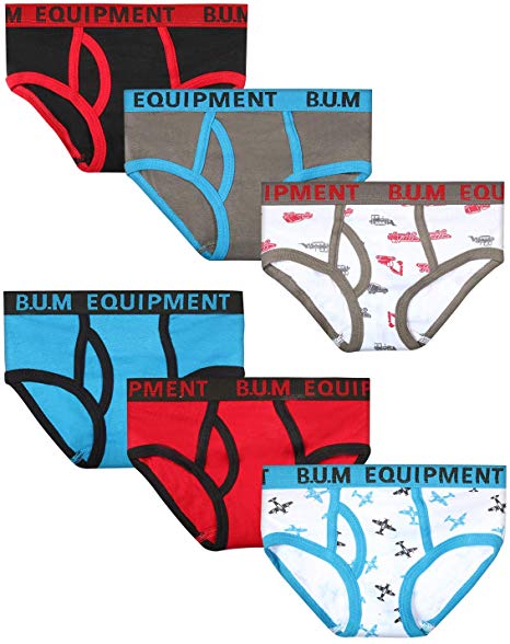 B.U.M. Equipment Toddler and Little Boys' 6 Pack Underwear Briefs, Solids and Prints