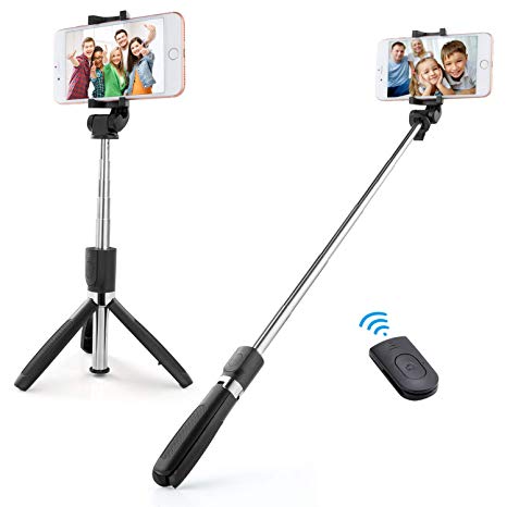 3 in 1 Selfie Stick, BESTTRENDY Bluetooth Extendable Selfie Stick Tripod with Wireless Remote Compatible with Phone X/Phone 8/8 Plus/Sumsung S9 iOS and Android Cellphone-05