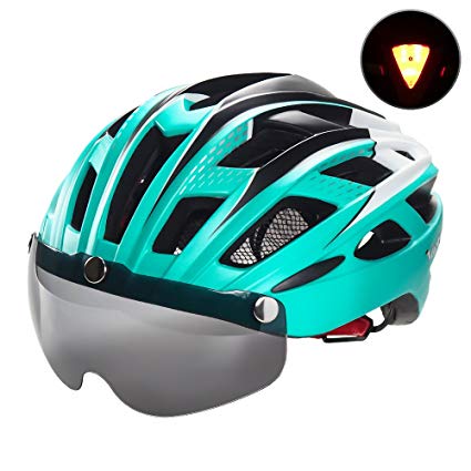 VICTGOAL Bike Helmet for Men Women with Safety Led Back Light Detachable Magnetic Goggles Visor Mountain & Road Bicycle Helmets Adjustable Adult Cycling Helmets