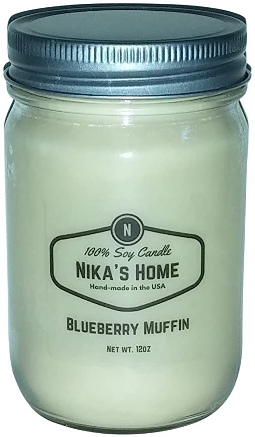 Nika's Home Blueberry Muffin Soy Candle - 12oz Mason Jar