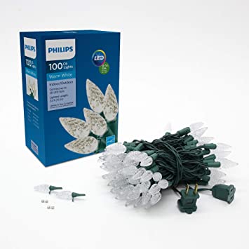 Philips 100 LED Warm White Faceted C6 Christmas Lights