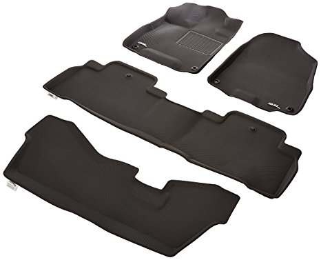 3D MAXpider All 3 Row Custom Fit Floor Mat for Select Acura MDX Models - Kagu Rubber (Black)