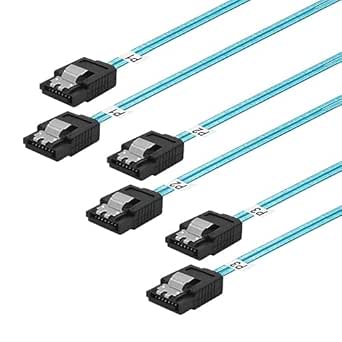 SATA-III Cable:12 Inches,3 Pack SATA 6Gbps Cables Flexible SATA Cable,Straight SATA SSD Cable,Thin-SATA Cable with Locking Latch for SSD, HDD, Blue (0.3M)