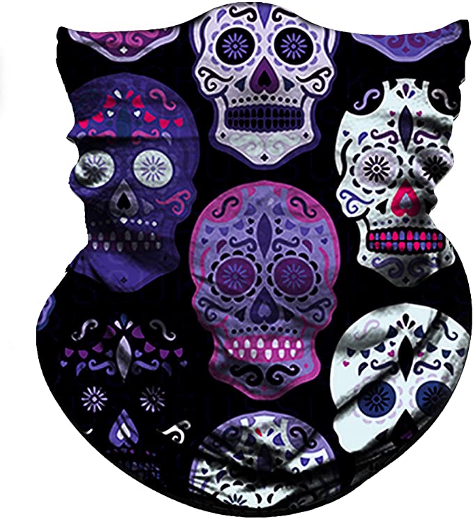 Obacle Skull Face Mask for Women Men Dust Wind Sun Protection Seamless Bandana Face Mask for Rave Festival Motorcycle Riding Biker Fishing Hunting Outdoor Running Tube Mask Multifunctional Headwear