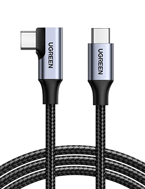 UGREEN Kabel USB-C USB-C 3.1 60W Winkel Ladekabel USB C USB C Power Delivery 5Gbps 4K@60Hz kompatibel mit MacBook Pro M1 iPad Pro 2020 Matebook XPS 15 Surface Go Galaxy S21 S20 A52 usw. (1m)