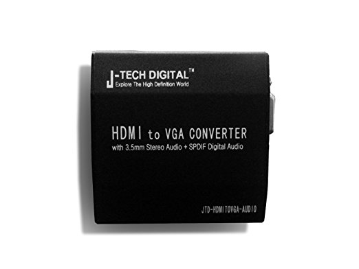 J-Tech Digital JTD-HDMITOVGA-AUDIO Premium Quality HDMI to VGA Plus R/L Audio or 5.1 CH Audio Converter