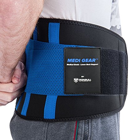 Medi-Gear Back Brace - Lumbar Support Belt for Lower Back Pain - Medical Grade Posture Corrector and Stabilizer with Dual Adjustable Straps