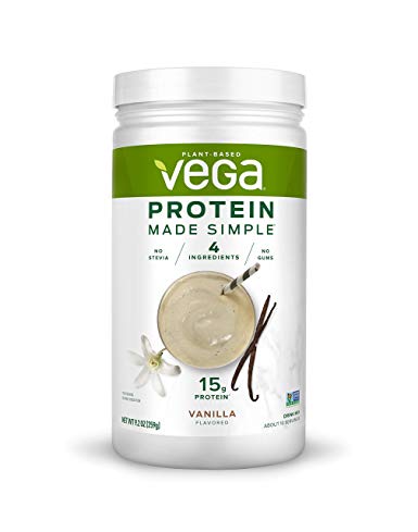 Vega Protein Made Simple - Vanilla (10 Servings), 9.1 Oz - Delicious Plant Based Healthy Vegan Protein Powder - Stevia Free, Dairy Free, Gluten Free, Non Gmo, No Gums