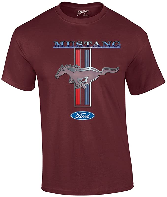 Ford Mustang T-Shirt Pony & Stripes Logo Classic Retro Design Racing Performance Car Enthusiast Garage Tee Authentic