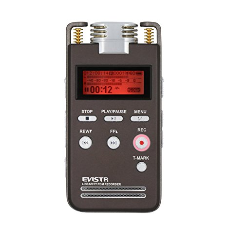EVISTR Portable Digital Recorder Stereo HD Recording 8GB Voice Activated Recorder Pro Dynamic Noise Reduction with MP3 Player Dual Microphone 1536Kbps PCM Recorder Dictaphone