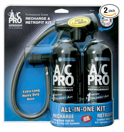 A/C PRO ACP-110 R134a Recharge & Retrofit Kit-(Pack of 2-15 oz Cans)