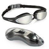 Aegend Adult Mirrored Swimming Goggles Updated Version with Anti Fog UV Protection FREE ProtectiveCase for Men Women Youth Kids Black