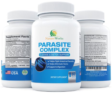 Ultimate Parasite Cleanse for Humans - 10 Day Adult Detox to Eradicate Worms, Pinworms, Parasite Infections and Eggs - Natural Intestinal Cleanse for Adults with Wormwood and Black Walnut Clove. - 60 Capsules