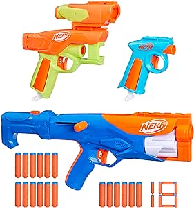 Nerf N Series Gear Up Pack, 3X Blasters, 18 Nerf N1 Darts Compatible Only with Nerf N Series Blasters, Kids Gifts, Outdoor Games, Ages 8