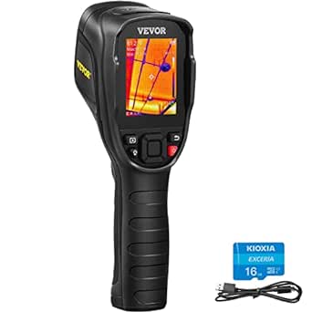 VEVOR Thermal Imaging Camera, 240 x 180 IR Resolution (43200 Pixels), 20Hz Refresh Rate Infrared Camera with -4℉-662℉ Temperature Range, 16G Built-in SD Card & Rechargeable Li-ion Battery