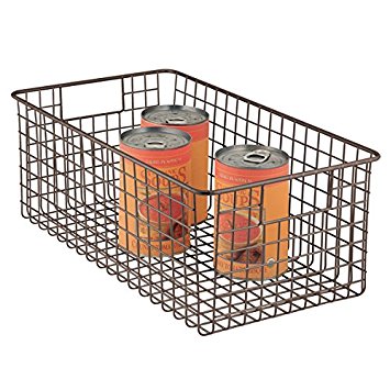 mDesign Deep Wire Storage Basket for Kitchen, Pantry, Cabinet - Bronze