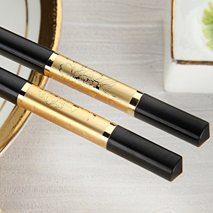 Foster 5-Pairs Fiberglass Dishwasher-safe Chopsticks (Blossom of Richness - Flourishing Gold)