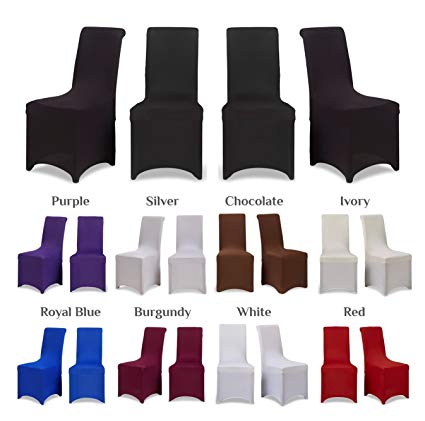 Covering All Occasions Chair Covers Stretch Fit Lycra Spandex | Flat Fronted | Dining Room Wedding Banquet Party - Silver 20