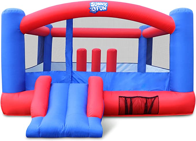Inflatable Bounce House | Giant 12x10.5 Feet Blow-Up Jump Bouncy Castle for Kids with Air Blower, Carry Bag, Stakes & Repair Kit | Easy Set Up for Hours of Backyard Play & Party Fun | Ages 3-10