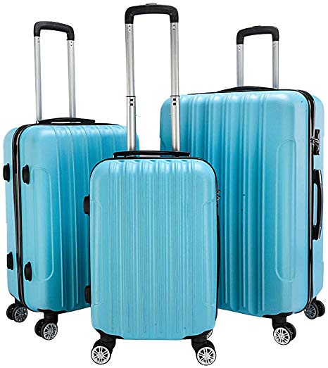 Set of 3 Luggage Sets Multifunctional Large Capacity Traveling Storage Suitcase Blue 20" 24" 28"