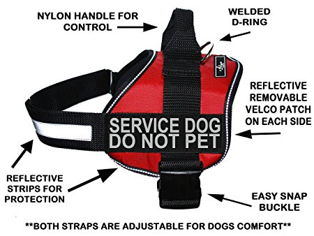 Doggie Stylz Service Dog Harness Vest Comes with 2 reflective SERVICE DOG DO NOT PET Velcro patches. Please measure dog before ordering