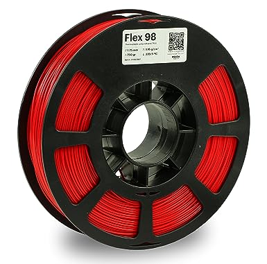 KODAK FLEX 98 Flexible 3D printer filament TPU RED  /-0.03 mm, 750g (1.6lbs) Spool, 1.75 mm. Lowest moisture premium 3D printer flex filament in Vacuum Aluminum Ziploc bag. Fit Most FDM Printers