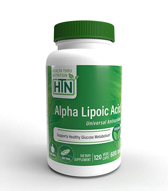 Alpha Lipoic Acid (ALA) 600mg 120 Vegecaps - Vegan, Non-GMO, Gluten Free, Hypoallergenic and Free from Common excipients Such as Magnesium Stearate and Silica, by Health Thru Nutrition.