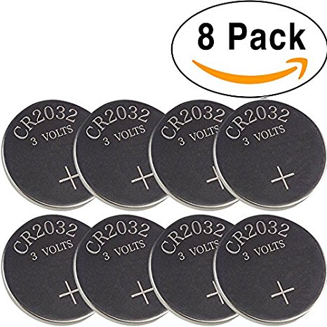 8 Pack AmVolt CR2032 Battery [Expires 10/2021] 220mAh 3 Volt Lithium Battery for String Lights & Garage Door Remote Coin Button Cell 5 Year Lifespan