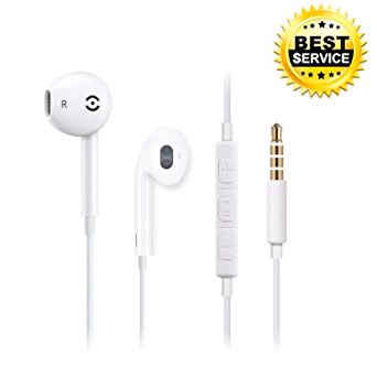 iPhone Earphones Koyota Earbuds Headphones with Stereo Microphone Remote Control for iPhone 6S/6/6S Plus/6 Plus Earphones Earbuds Heasphones for iPhone SE/5S/5C/5 iPad /iPod Nano 7/iPod Touch - White