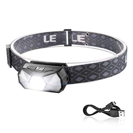 LE LED Headlamps,165 Lumens Waterproof Flashlight Head Lamp with 7 Light Modes, USB Rechargeable Headlight for for Camping, Running, Climbing, Hiking, Outdoors, USB Cable Included