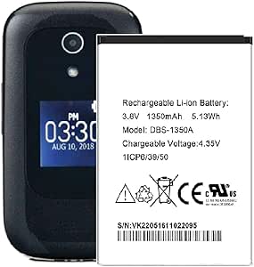 DBS-1350A Battery, Replacement Battery for Doro 7050/7060 Consumer Cellular Flip.