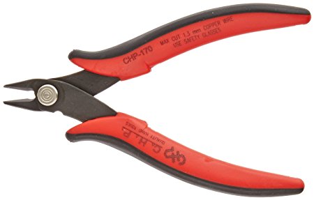 Hakko CHP-170 Micro Soft Wire Cutter, 1.5mm Stand-off, Flush Cut, 2.5mm Hardened Carbon Steel Construction, 21-Degree Angled Jaw, 8mm Jaw Length, 16 Gauge Maximum Cutting Capacity (2 Pack)