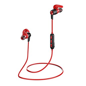 Origem HS-1 Quick Charge Magnetic Bluetooth Headphones, Wireless Stereo Sweatproof In Ear Earbuds with Mic/APT-X for Running, Gym, Exercise and Workout (Red)