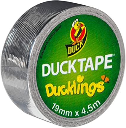 Duck Brand 283826 Ducklings Mini Duck Tape Rolls, Silver .75-Inch by 15 Feet, 12 Rolls