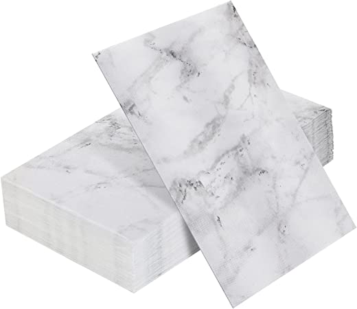 Zonon 50 Pieces Marble Guest Napkins Disposable Hand Towels for Bathroom Paper Hand Towels Rustic Baby Shower Napkins Marbleized Guest Towels Dinner Napkins for Room Wedding