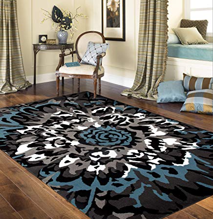 Rugshop Modern Large Floral Pattern Area Rug, 5' 3" x 7' 3", Gray