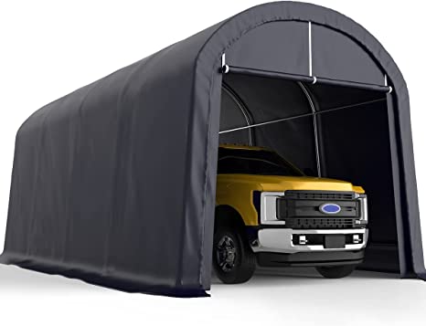 KING BIRD 10' x 20' Heavy Duty Anti-Snow Carport Round Style Car Canopy Outdoor Instant Garage with Reinforced Ground Bars