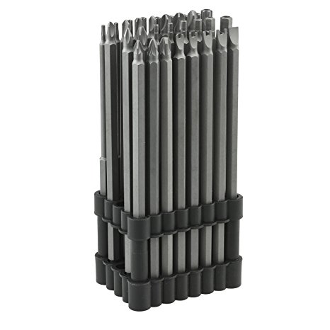 Neiko 10224A Extra Long Security Power Bit Set, 32 Piece | 1/4" Shank | 6" Length